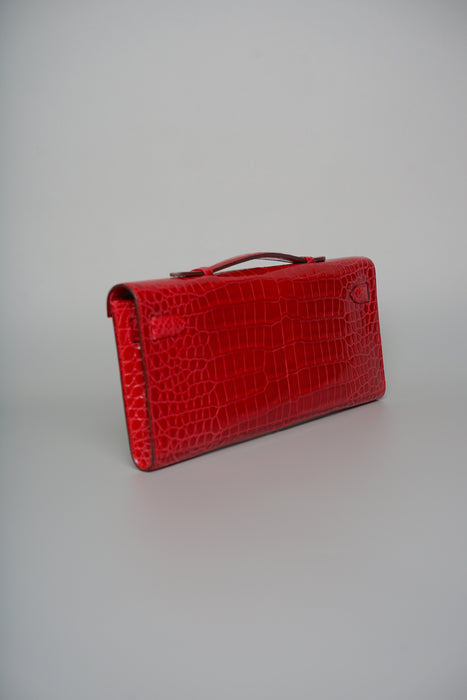 Hermes Kelly Cut in Braise Shiny Porosus Ghw