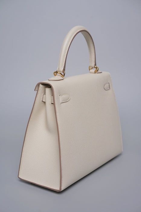 Hermes Kelly 25 Sellier in Craie Epsom Ghw (Brand New)