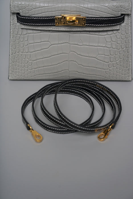 Hermes Kelly 20  HSS in Gris Perle x Black Matte Alligator Ghw (Brand new)