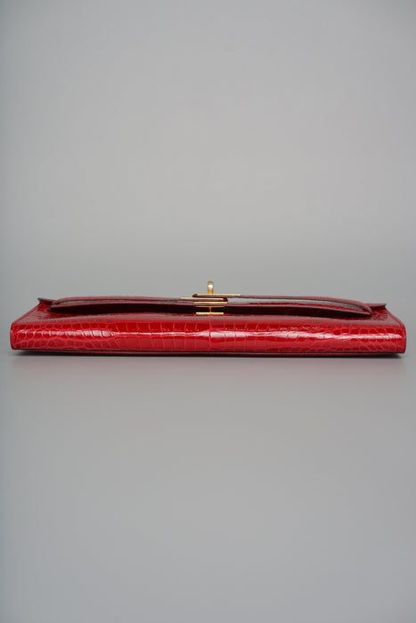 Hermes Kelly Cut in Braise Shiny Porosus Ghw