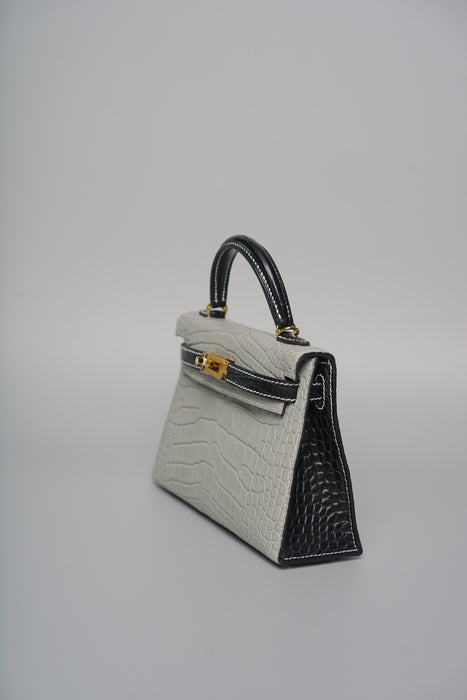 Hermes Kelly 20  HSS in Gris Perle x Black Matte Alligator Ghw (Brand new)