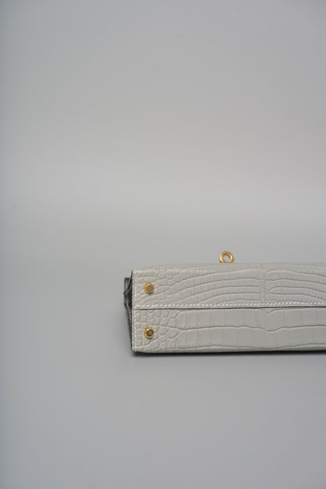 Hermes Kelly 20  HSS in Gris Perle x Black Matte Alligator Ghw (Brand new)