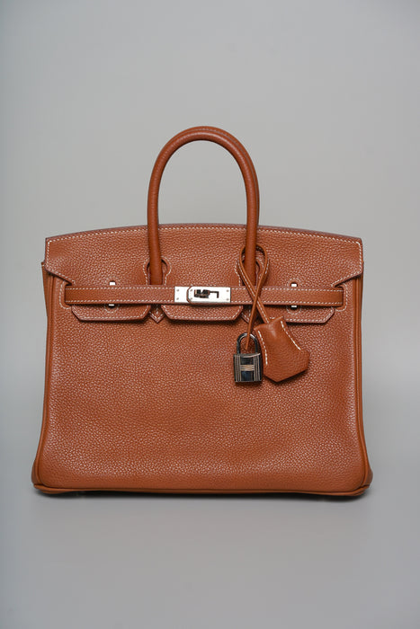 Hermes Birkin 25 in Fauve Barenia Phw