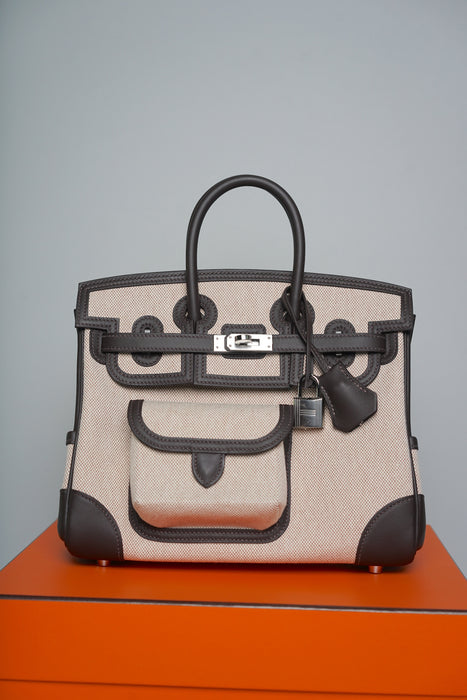 Hermes Birkin 25 Cargo in Bai Brun x Ecru Phw (Brand New)
