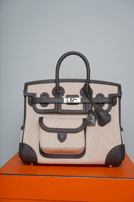 Hermes Birkin 25 Cargo in Bai Brun x Ecru Phw (Brand New)
