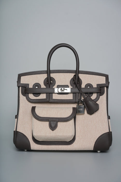 Hermes Birkin 25 Cargo in Bai Brun x Ecru Phw (Brand New)