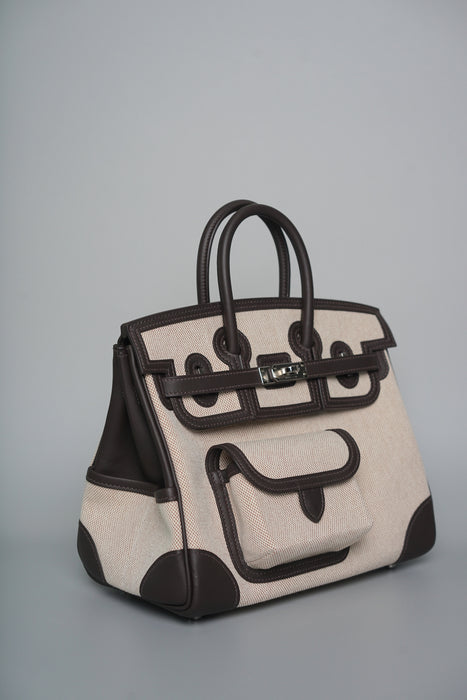 Hermes Birkin 25 Cargo in Bai Brun x Ecru Phw (Brand New)