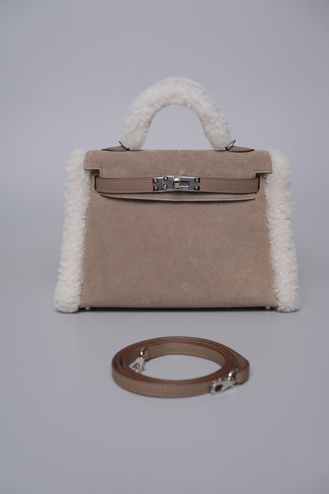 Hermes Kelly 20 Teddy Grizzly in Gris Caillou/Ecru/Etoupe Phw
