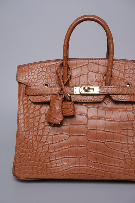 Hermes Birkin 25 in Gold Matte Alligator Ghw (Brand New)