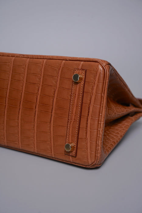 Hermes Birkin 25 in Gold Matte Alligator Ghw (Brand New)