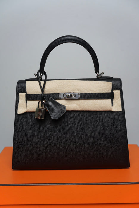Hermes Kelly 25 Sellier in Noir Phw