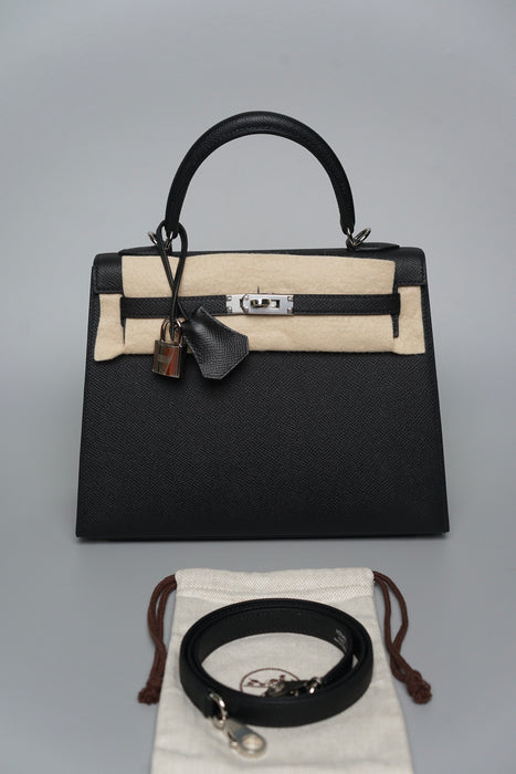 Hermes Kelly 25 Sellier in Noir Phw