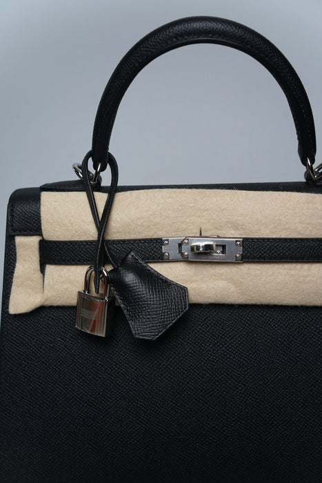 Hermes Kelly 25 Sellier in Noir Phw