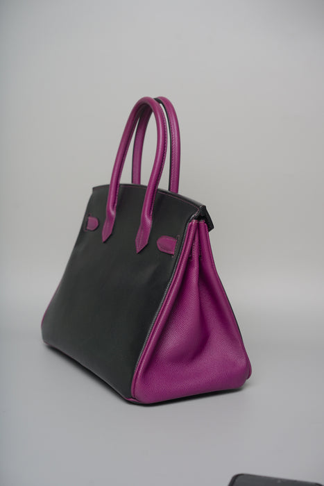 Hermes Birkin 30 in Black/Rose Purple Togo Ghw