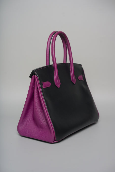 Hermes Birkin 30 in Black/Rose Purple Togo Ghw