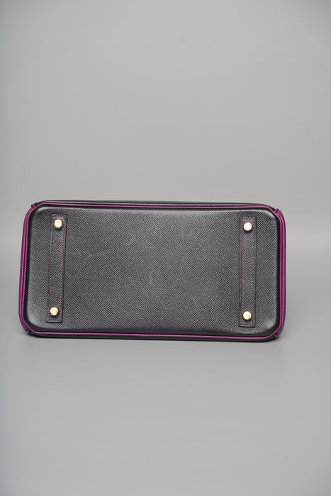 Hermes Birkin 30 in Black/Rose Purple Togo Ghw