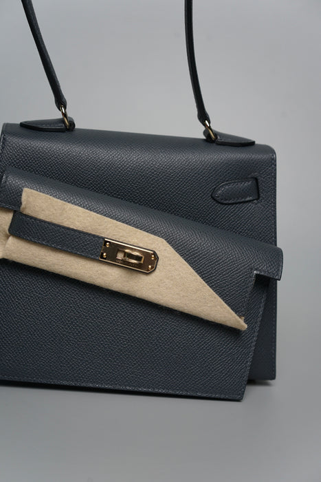 Hermes Kelly Sellier Desordre in Gris Misty Permabrass (Brand New)