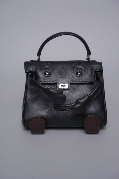 Hermes Qian Xi Kelly Dole in Noir/Chocolate Gulliver Phw