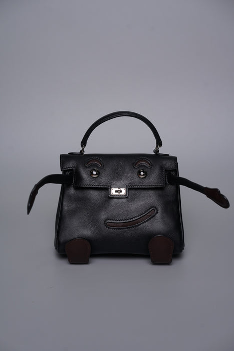 Hermes Qian Xi Kelly Dole in Noir/Chocolate Gulliver Phw