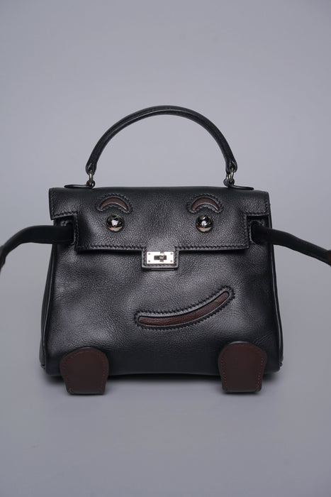 Hermes Qian Xi Kelly Dole in Noir/Chocolate Gulliver Phw