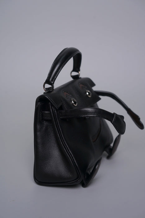 Hermes Qian Xi Kelly Dole in Noir/Chocolate Gulliver Phw