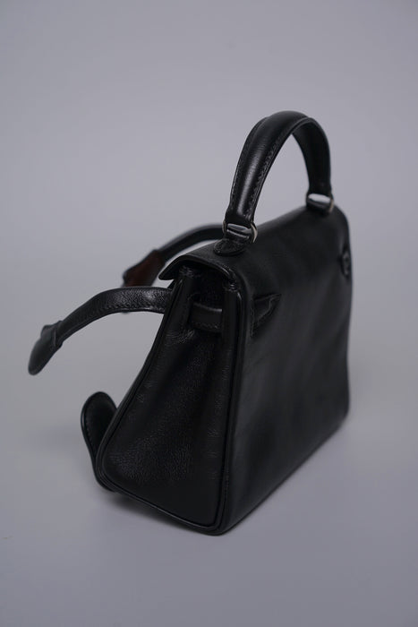 Hermes Qian Xi Kelly Dole in Noir/Chocolate Gulliver Phw