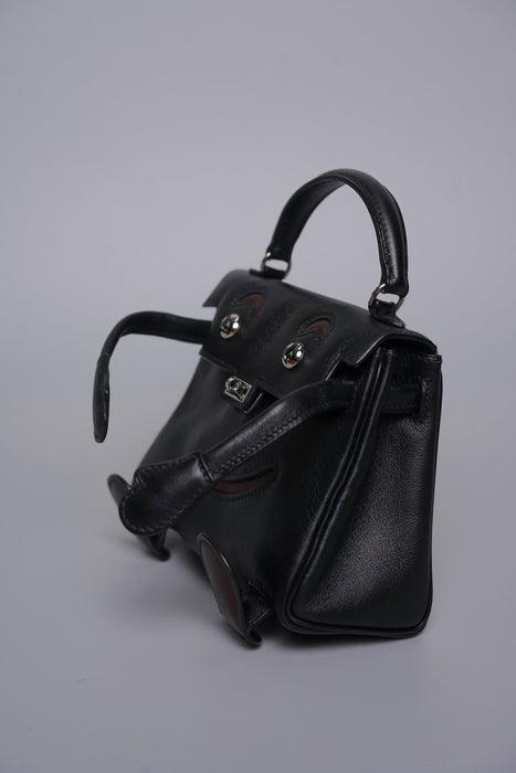 Hermes Qian Xi Kelly Dole in Noir/Chocolate Gulliver Phw