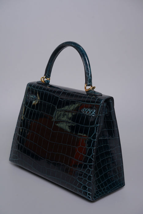 Hermes Kelly 25 in Vert Rousseau Shiny Alligator Ghw (Brand New)