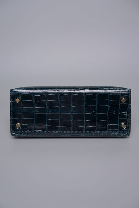 Hermes Kelly 25 in Vert Rousseau Shiny Alligator Ghw (Brand New)