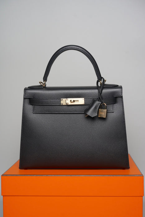 Hermes Kelly II Sellier 28 in Noir Epsom Phw
