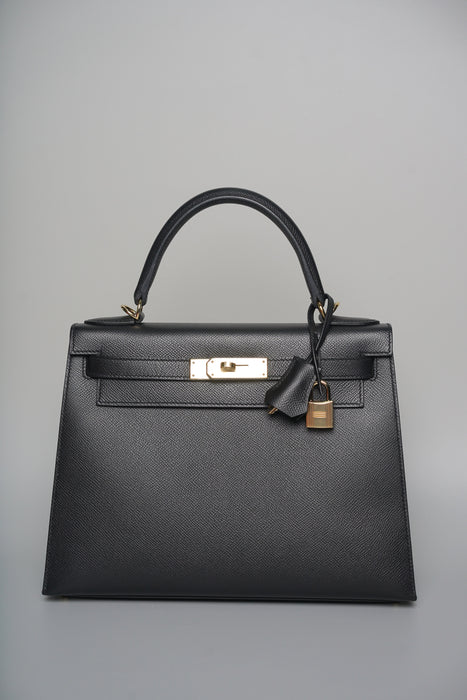 Hermes Kelly II Sellier 28 in Noir Epsom Phw