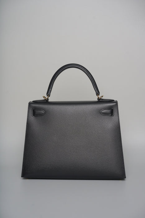 Hermes Kelly II Sellier 28 in Noir Epsom Phw