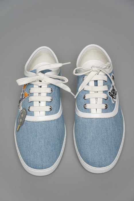 Hermes Innocent Denim Sneaker in Bleu Clair / Blanc Size 39 (Brand New)