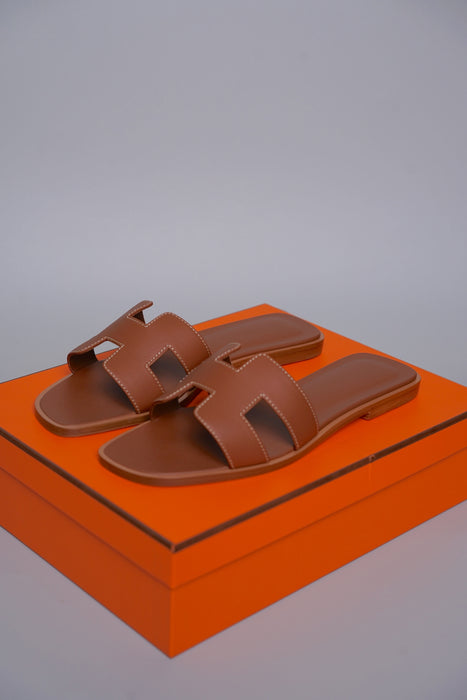 Hermes Oran Sandals in Gold Size 36 (Brand New)