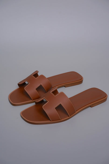 Hermes Oran Sandals in Gold Size 36 (Brand New)