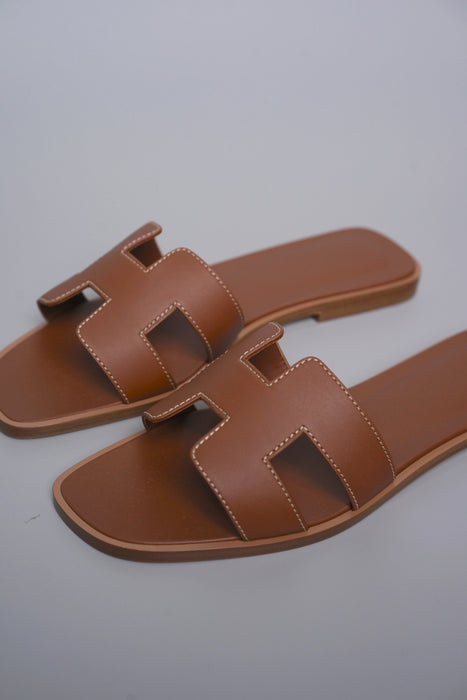 Hermes Oran Sandals in Gold Size 36 (Brand New)