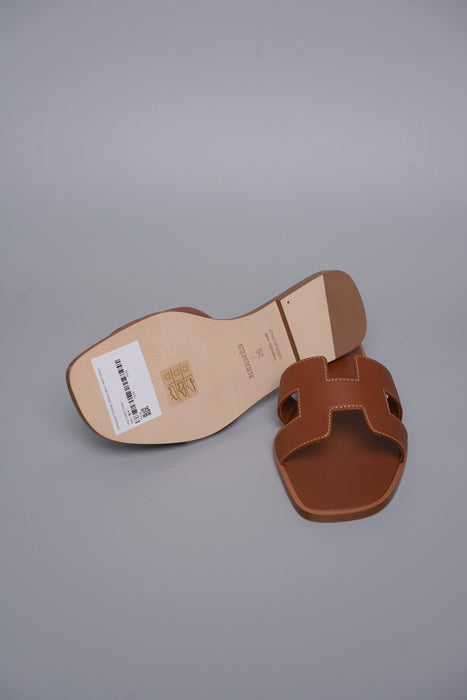 Hermes Oran Sandals in Gold Size 36 (Brand New)
