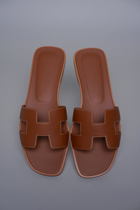 Hermes Oran Sandals in Gold Size 36 (Brand New)