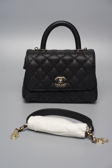 Chanel Mini Coco Handle in Black Caviar Shw (Brand New)