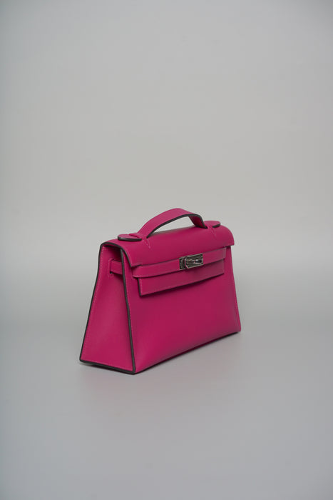 Hermes Kelly Pochette in Rose Swift Phw