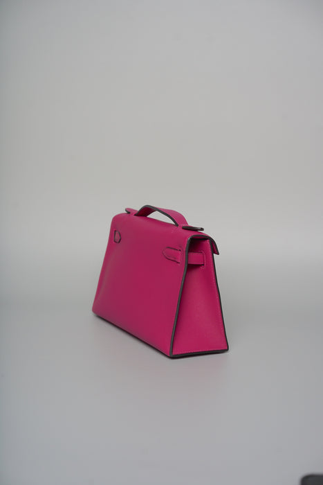 Hermes Kelly Pochette in Rose Swift Phw