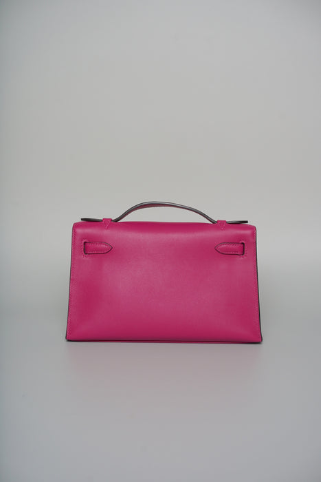 Hermes Kelly Pochette in Rose Swift Phw