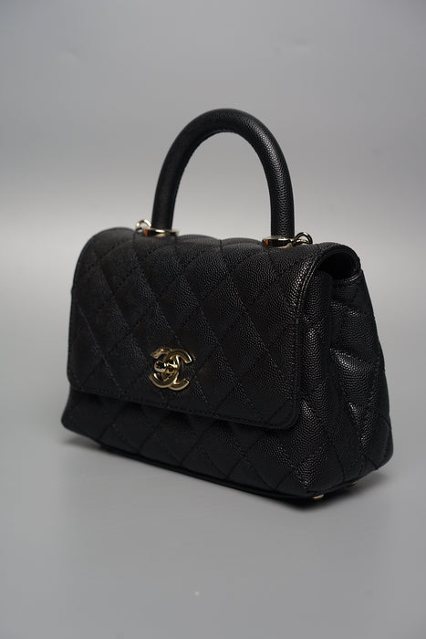 Chanel Mini Coco Handle in Black Caviar Shw (Brand New)