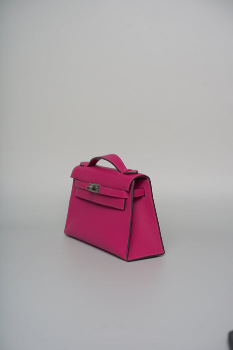 Hermes Kelly Pochette in Rose Swift Phw
