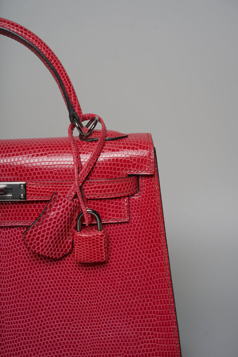 Hermes Kelly 25 in Fuschia Lizard Phw