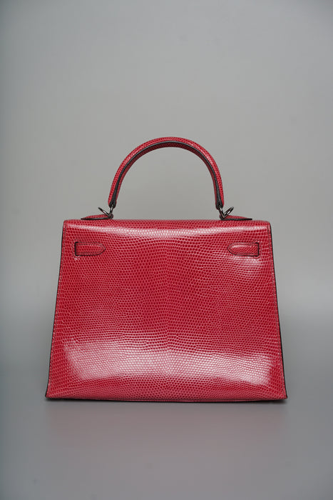 Hermes Kelly 25 in Fuschia Lizard Phw