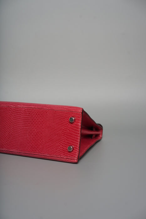 Hermes Kelly 25 in Fuschia Lizard Phw