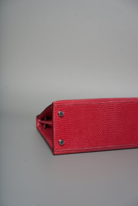 Hermes Kelly 25 in Fuschia Lizard Phw