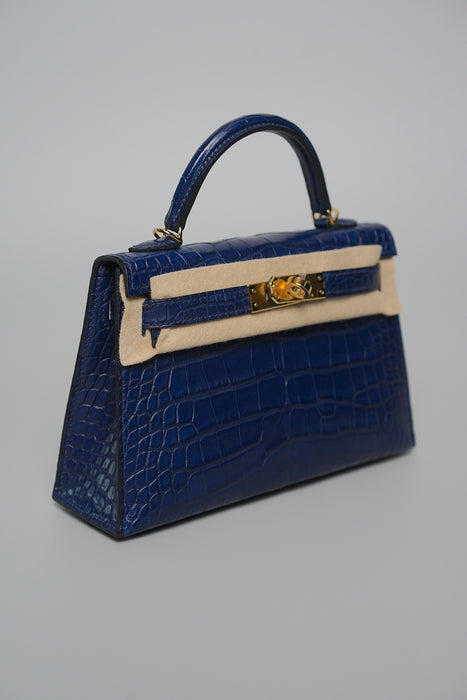 Hermes Kelly 20 in Blue Sapphire Matte Alligator Ghw (Brand New)