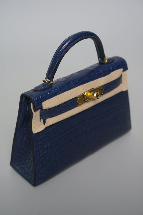 Hermes Kelly 20 in Blue Sapphire Matte Alligator Ghw (Brand New)